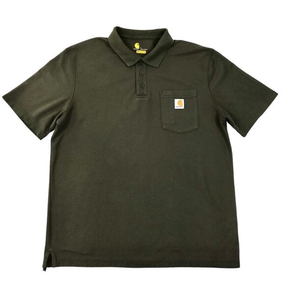 CARHARTT Polo Shirt Men L Olive Gren Original Fit Pocket Comfy Workwear Outdoor - Picture 2 of 9